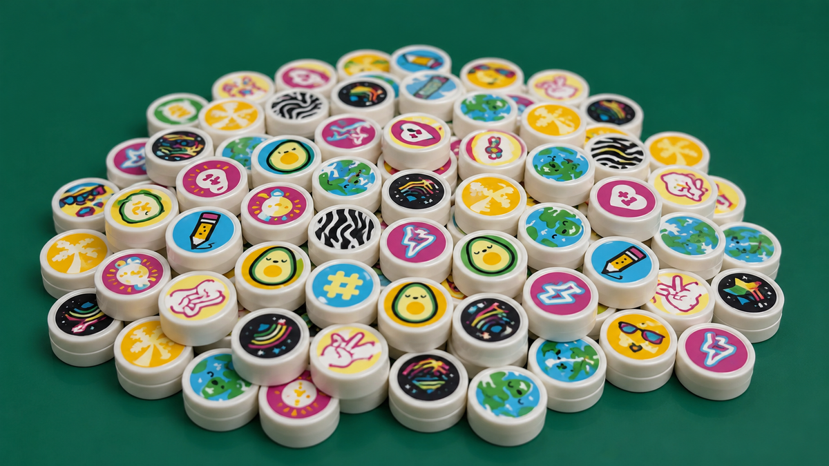 1X1 TILE ROUND PRINTED STUD EARRINGS